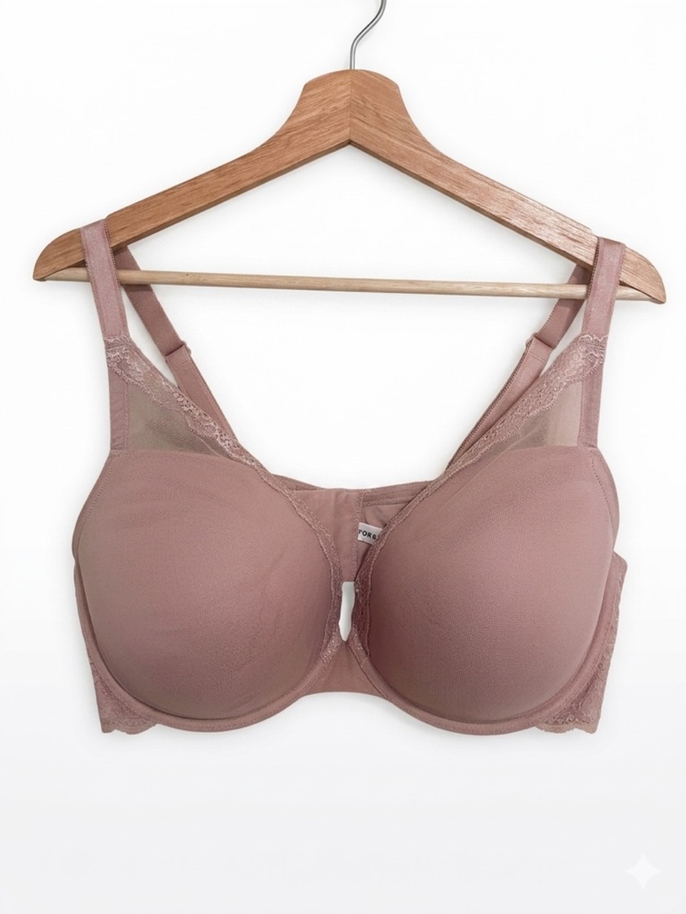 Torrid Curve Push-Up Plunge Molded Cup Lace-Trim Bra in Dusty Rose 42DDD